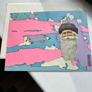 RARE Vintage Santa Holiday Card by Peter Max, one card only, Unused mint